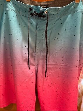 Hurley Aqua to Pink Ombre Swim Shorts with Black Speckle